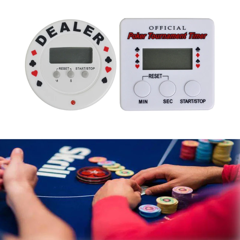 Texas Poker Timer Digital Dealer Exquisite Round and Square Shape White Plastic Poker Tournament 100 Minute Countdown Timer