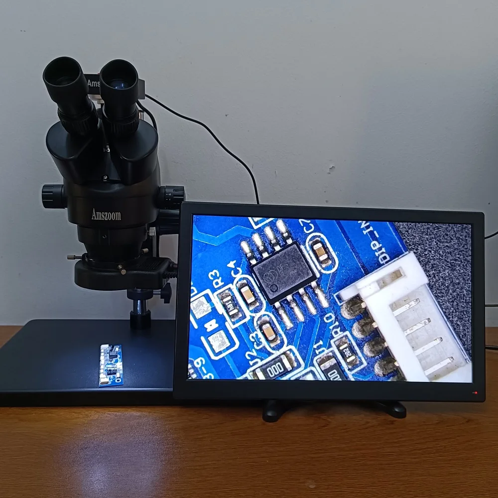 Microscopio da tavolo con zoom stereo trinoculare 7X-45X 3.5X-90X WF20X 0.5X 2.0X Obiettivo ausiliario PCB Saldatura gioielli