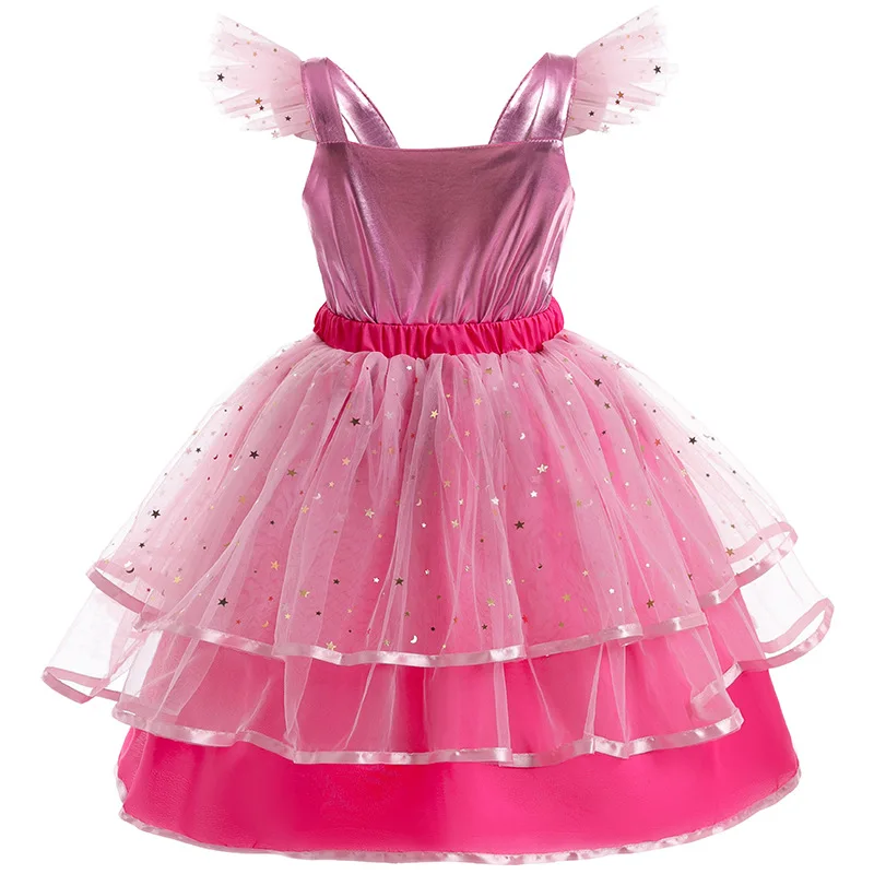 3 4 5 6 8 10 Years Coaplay Girls Dress Summer Cute Cartoon Mesh Fashion Little Princess Dress Birthday Gift Children's Clothing