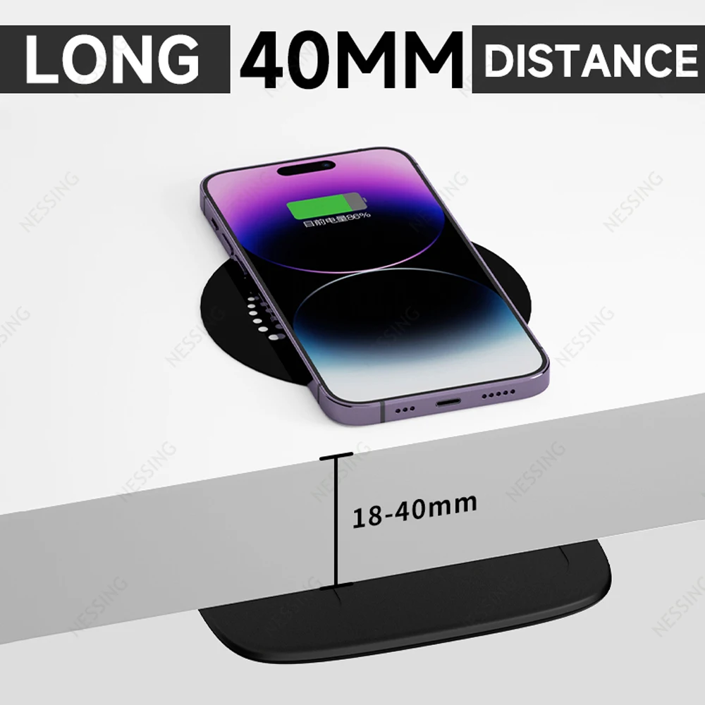 

Qi invisible True Wireless Charger Long Distance 40MM Wireless Charging Pad for iPhone 13 14 Pro Max 12 11 Samsung S22 Ultra S21