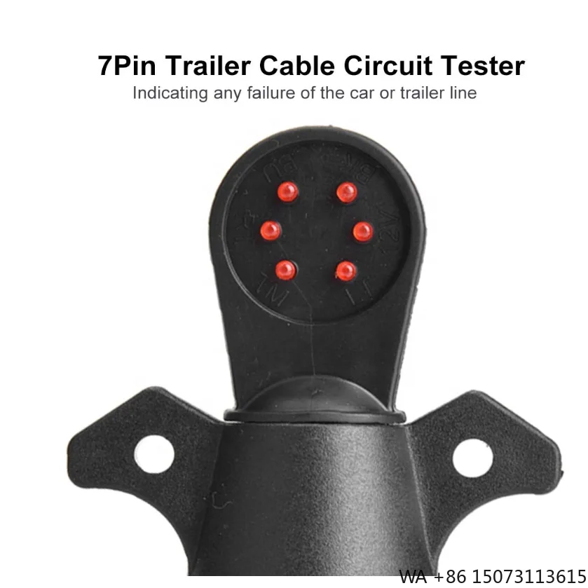 

12 В 7-контактный тестер розеток прицепа, тестер розеток светового кабеля для буксировки автомобилей прицепов