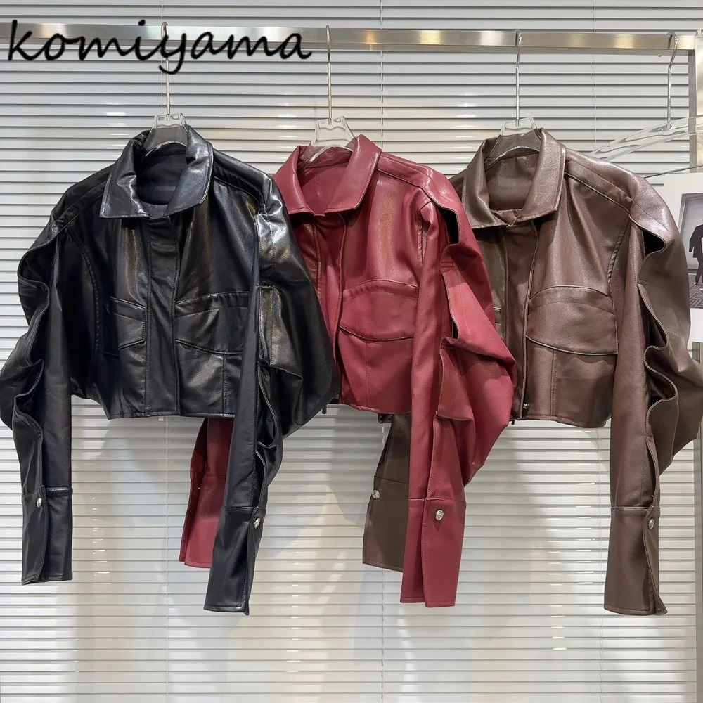 

Spice Girl Ruched Chaquetas De Mujer мотоциклетная куртка из искусственной кожи 2024, женские куртки, осенняя новая индивидуальная верхняя одежда Casaco