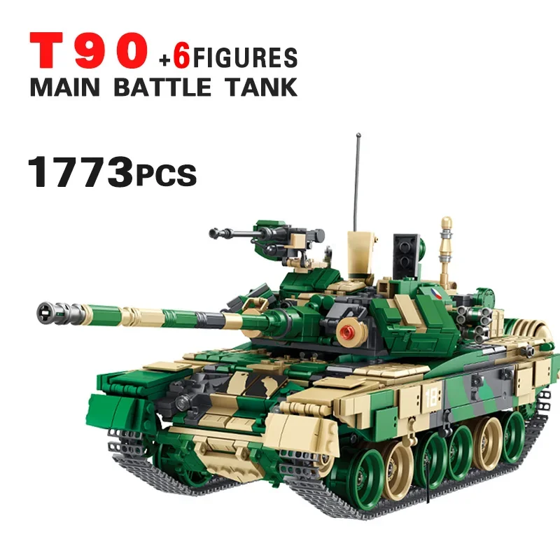 WW2 Military T90 Main Battle Tank Series Building Blocks Bricks Model MOC Army Weapon Soldier Sets Kids Toys Boys Christmas Gift