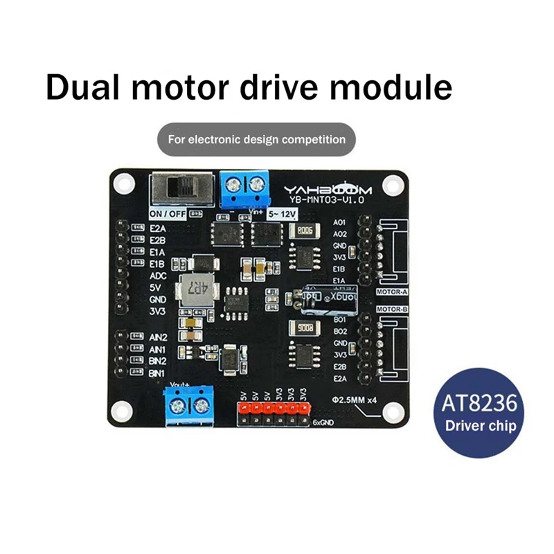 1 conjunto de módulo de acionamento t8236, módulo de acionamento de canal duplo, carro robô de 2 canais, design eletrônico, módulo dedicado de competição