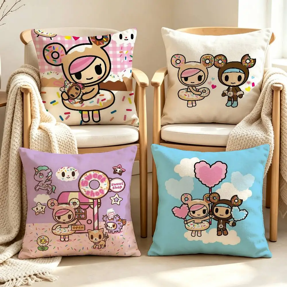 Sweet D-Donutella Donutto Cartoon T-TokidokiS Custom Double Sided Print Square Pillow Cushion Cover