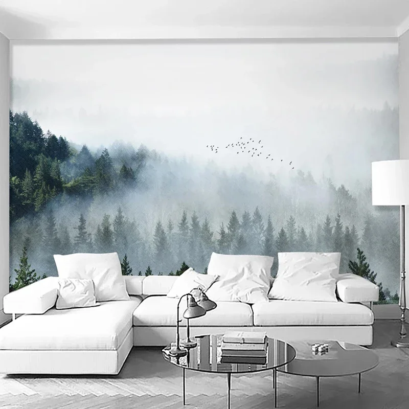 Carta Da Parati personalizzata Murale 3D Nube di Nebbia Foresta Natura Paesaggio Pittura Murale Studio Soggiorno Sfondo Muro Papel De Parede 3 D