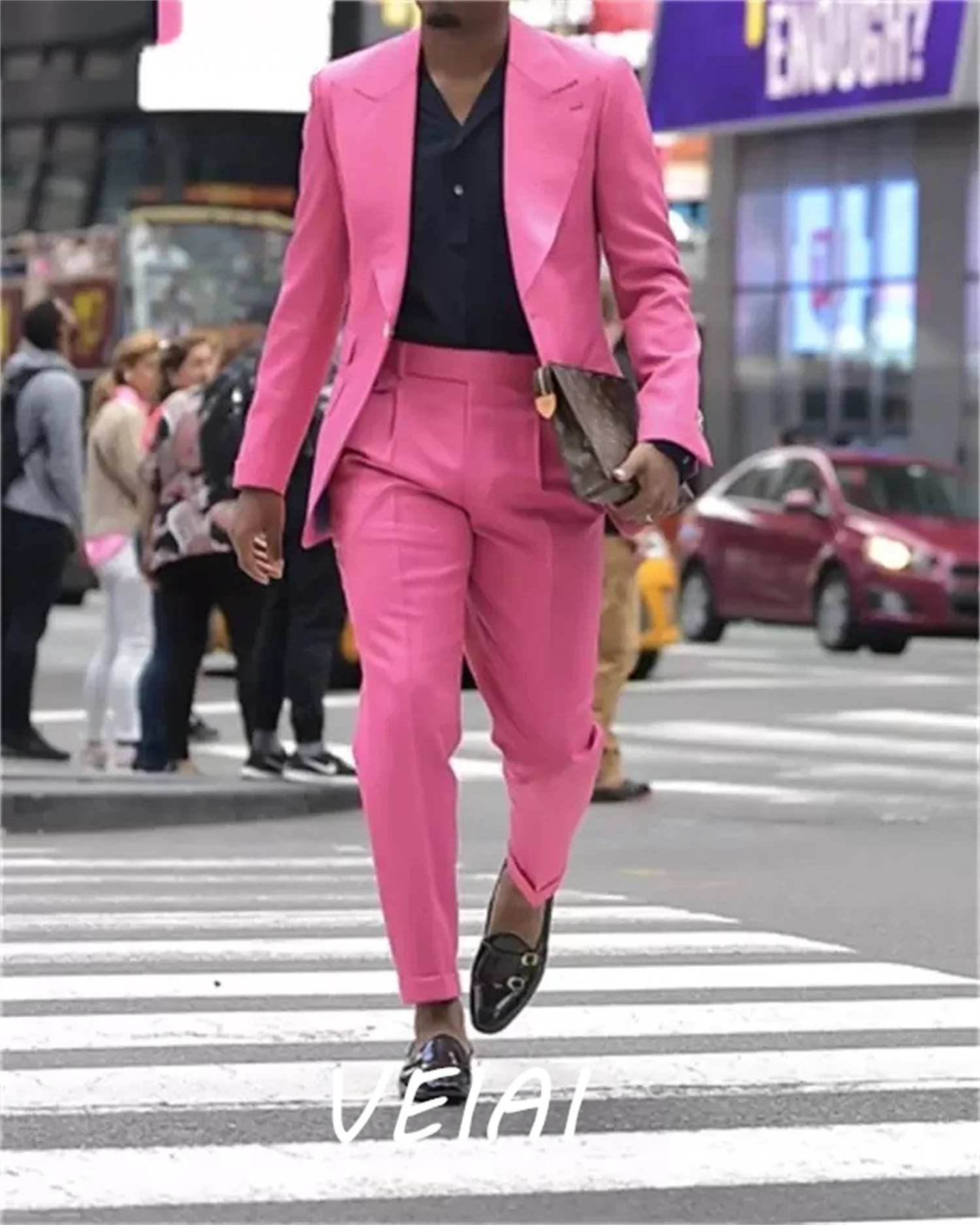 Мужские костюмы фуксии по индивидуальному заказу, комплект из 2 предметов, пиджак, смокинг, костюм с остроконечными лацканами на одной пуговице, наряд для выпускного вечера, terno masculino, пальто + P