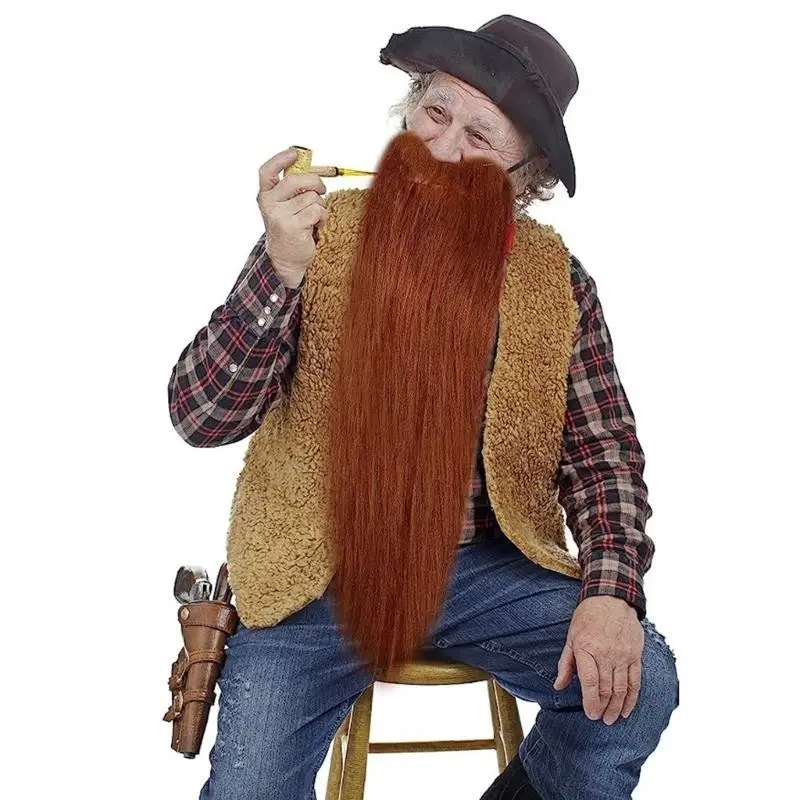 

652F 8Pcs Fake Beards Costume Beard Old Man Mustaches Costume Halloween Funny Beards