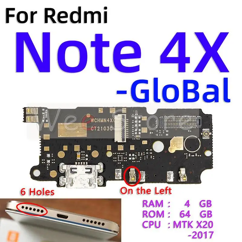 Fast Charging AiinAnt USB Charger Port Connector Dock Board Flex Cable For Xiaomi Redmi Note 4 4A 4x Pro Prime GloBal