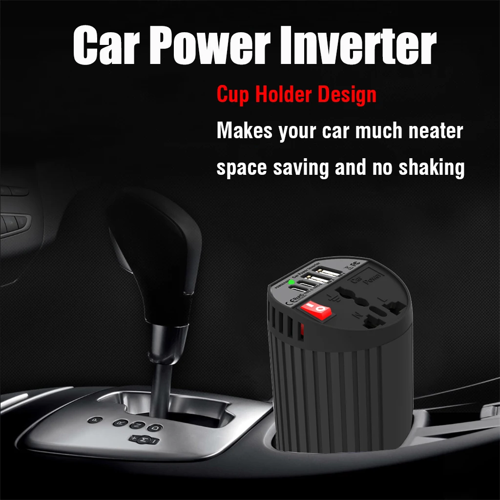 

Car power inverter 200W, DC 12V to AC 220V with USB, QC3.0 port, AC power socket, suitable for a variety of electronic devices.