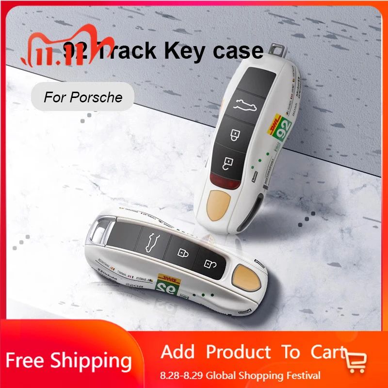 

Внутренние наклейки для Porsche Panamera Cayenne Macan 718 Cayman Boxster 911 Taycan Car 92, чехол для трекового ключа, защитный чехол с пультом дистанционного управления