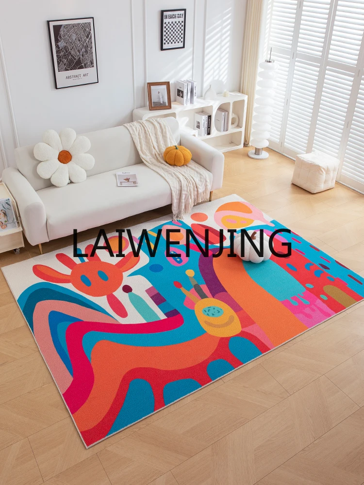 

Graffiti Color Living Room Carpet Dopamine Advanced Coffee Table Bedroom Bedside Mats Easy to Care