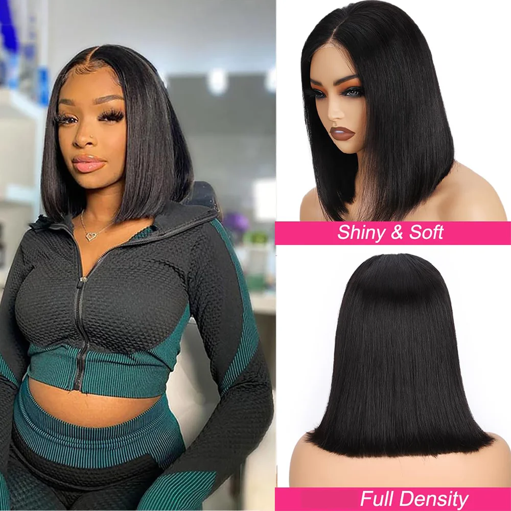 Wear and Go Glueless Wigs Human Hair Pre Cut Bob Wig Straight Short Bob Wig Human Hair Gluleless No Glue Lace Closure Wig