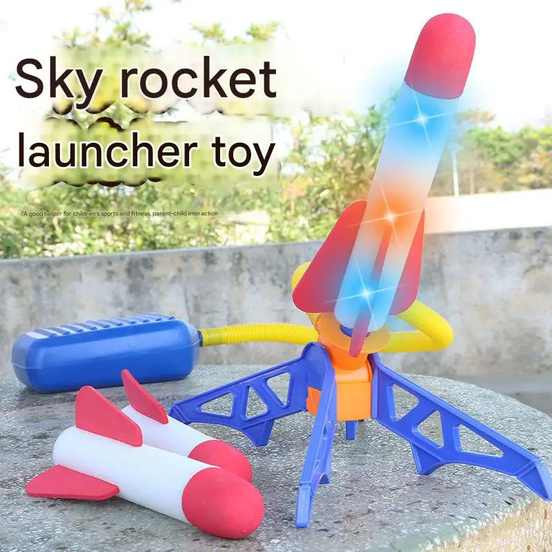 Kids Outdoor Rocket Foot Pump Outdoor Air Pressing Soaring Rocket Suit Jumps Air Powered Rocket Launcher Game Children Toy Gifts