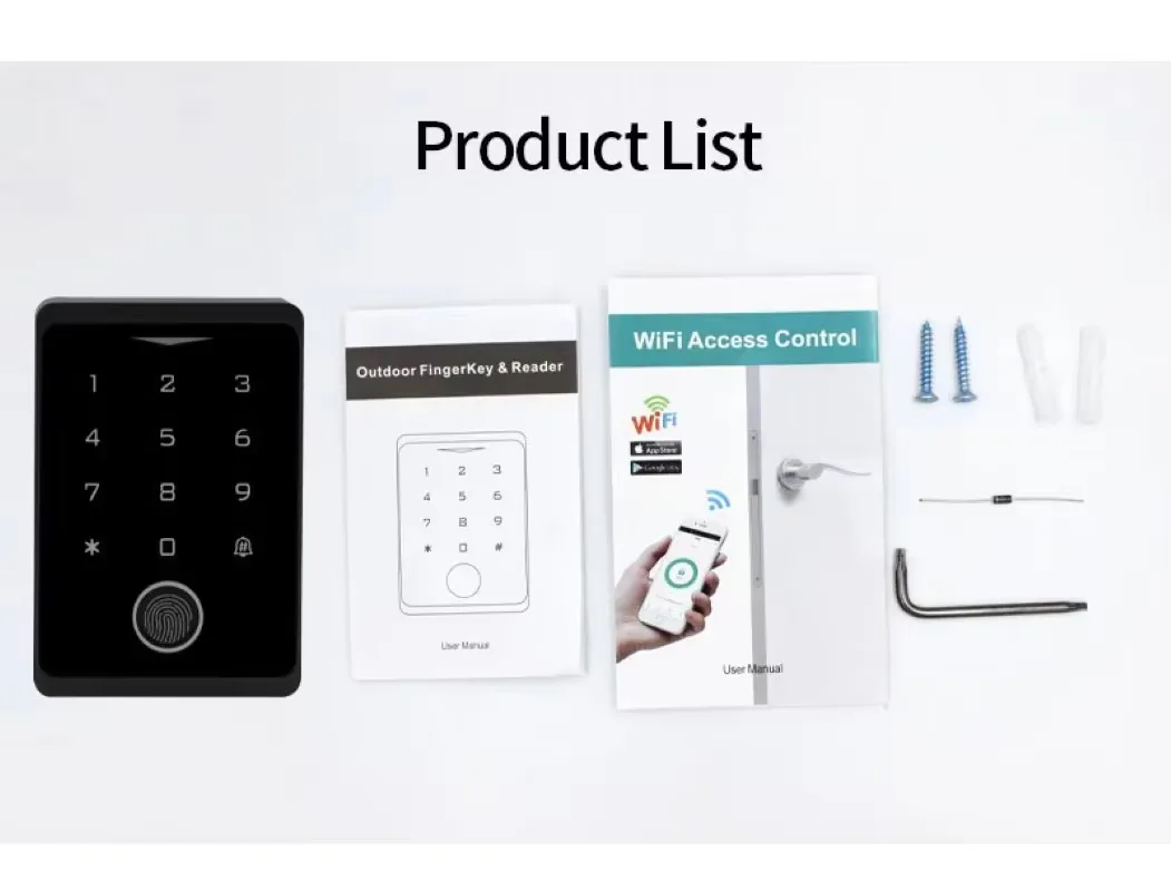 ZK40 Tuya APP 도어 잠금 장치 IP66 방수 열쇠가없는 생체 인식 WIFI 액세스 제어 독립형 키패드 지문 RFID 사용하기 쉬운