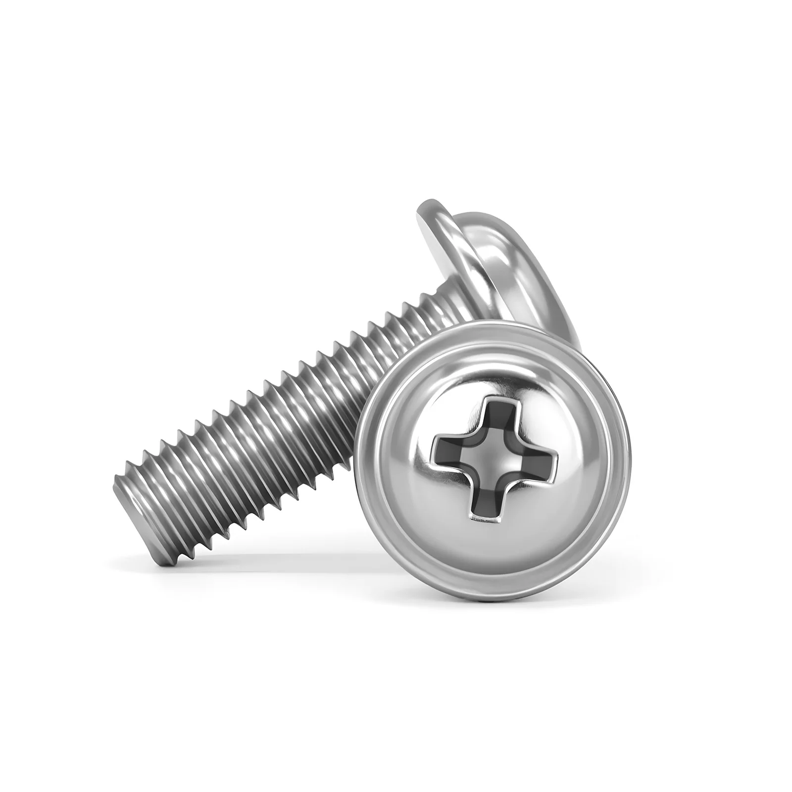 304 Stainless Steel DIN967 Cross Phillips Pan Round Head With Washer Padded Collar Screw Bolt Pan Padded Screws M2M2.5M3M3.5M4M5