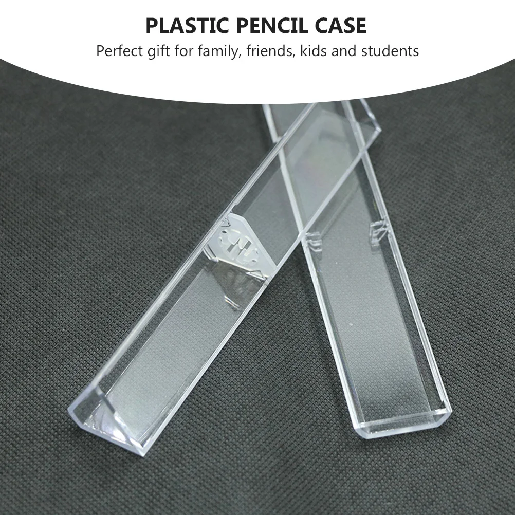 

6Pcs Plastic Pen Box Triangle Shape Transparent Storage Case Multi-Functional Stationery Container for Students Pens Pencil