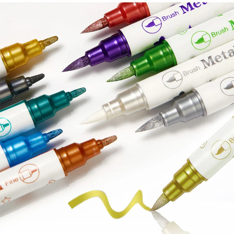 10 Colors Dual Tip Body Paint Markers - Temporary Tattoo Pens for Skin, Washable Face Paint Markers with Brush & Fine Tip for Na