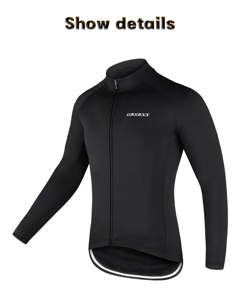 GRSRXX Herren-Fahrradjacke, mit Fleece gefüttert, MBT-Fahrradjacke, Winter-Fahrradtrikot, langärmelig, Winter-Fahrradbekleidung. – Detail 13