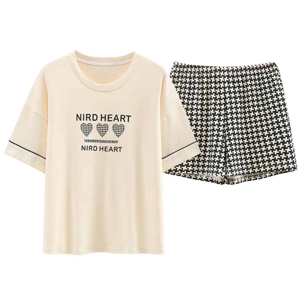 

Cute Flower Cotton Shorts Pajamas Set Bear Rabbit Thin Cartoon Cotton Pajamas Summer Loose 2 Pieces Sleepwear Girls