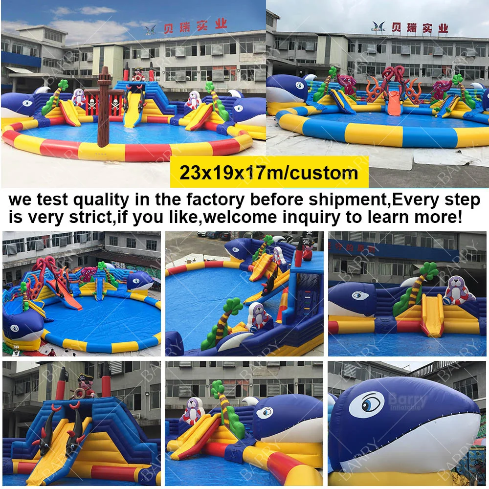 Festival Commerical Mobile Land Pink Princess Inflatable Ground Water Park With Pool Slide For Adults And Kids