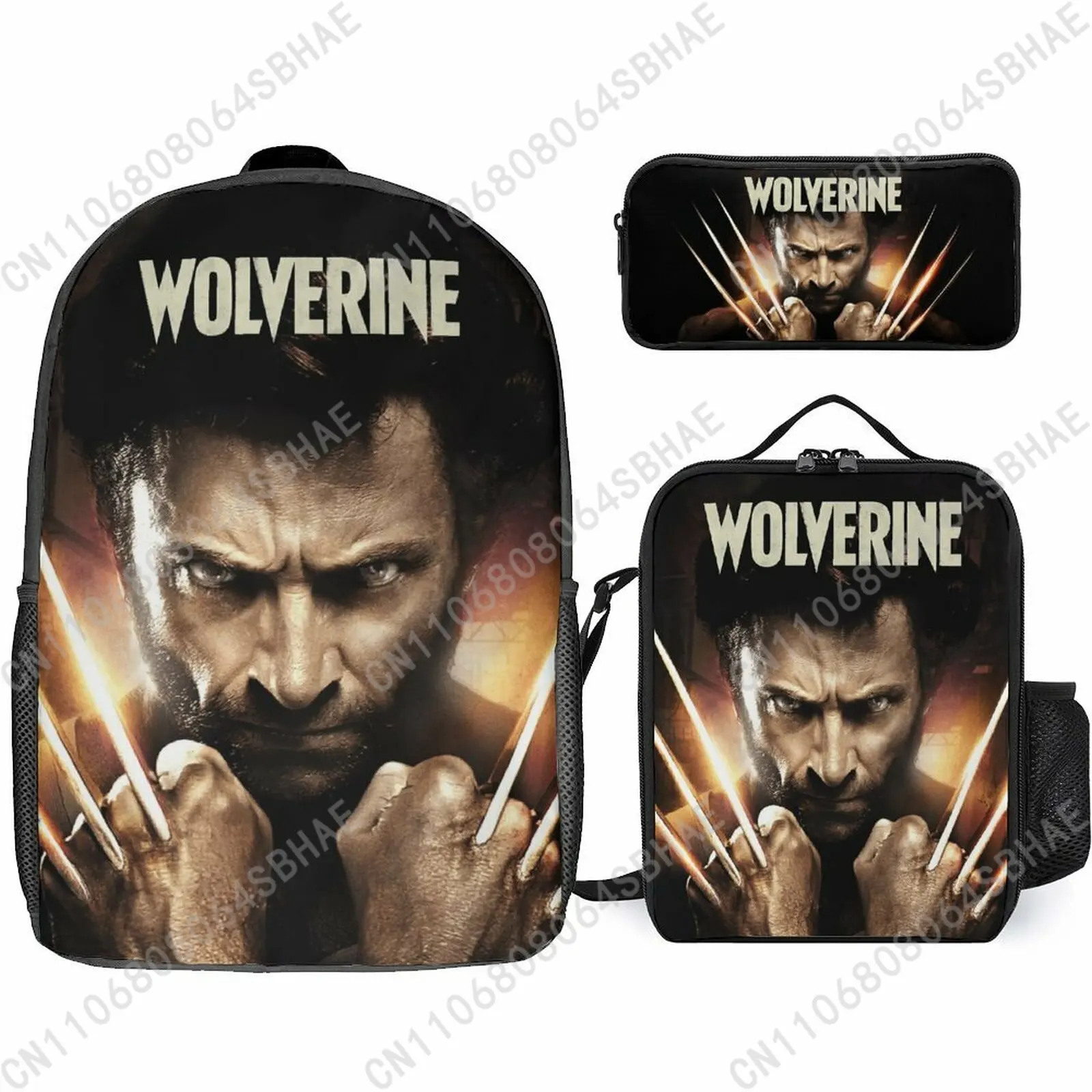 

Marvel Wolverine School Backpack For Teen Middle High School Students 3Pcs Bookbag Lunch Tote Bag Pencil Pouch Cosplay