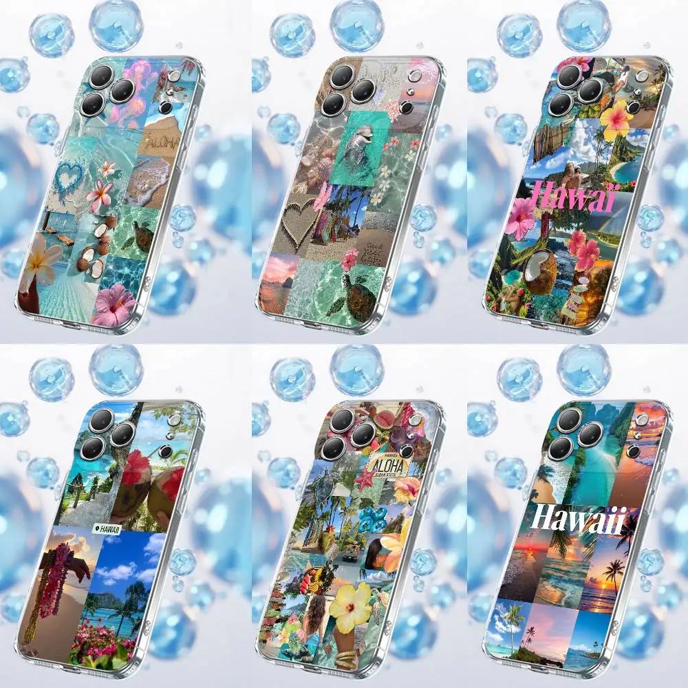 

Summer Hawaii Sea Beach Phone Case For iPhone 17,16,15,14,13,12,11 Plus,Pro,Max,Plus,E,SE4,Air,Mini Transparent
