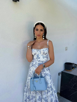 Women's Elegant Flora Printed Sling Dress Chic Sleeveless A-line Square Neck Maxi Dresses Fashion 2026 Ladies Daily Street Robes