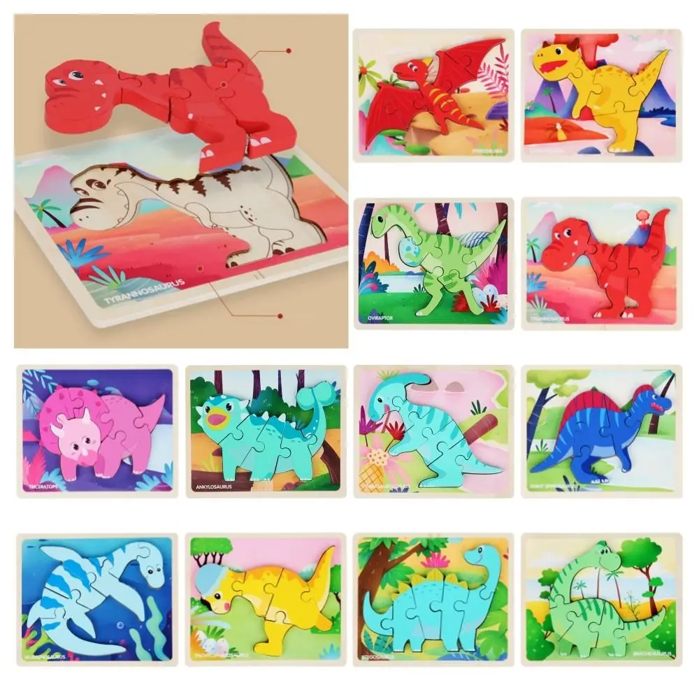 

Animal Dinosaur 3D Jigsaw Creative Cartoon Colorful Thinking Training Wood Children Gift