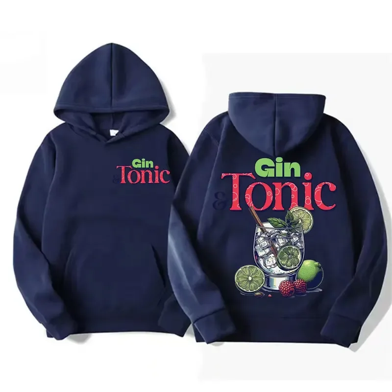 Funny GIN & TONIC Meme Graphic Sweatshirt Drink Cocktail Themed Gift Hoodies Men Women's Clothing Vintage Style Aesthetic Hoodie