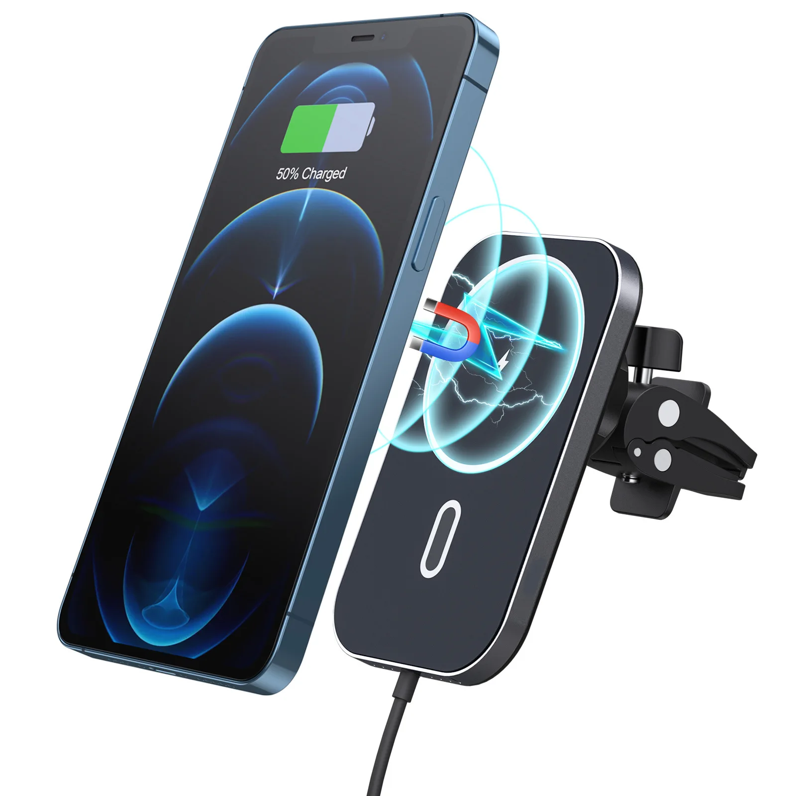 

Ultra strong magnetic suction car wireless charging Type-c fast charging air outlet mobile phone holder magsaf