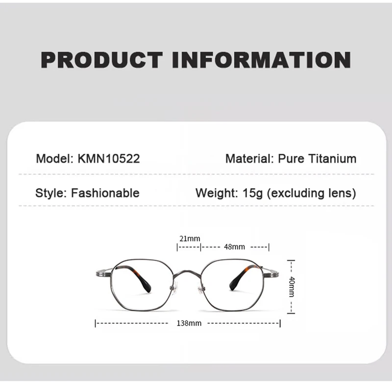 نظارات مضلعة كلاسيكية فاخرة على الطراز الياباني للرجال والنساء، نظارات كورية خفيفة للغاية من التيتانيوم الخالص