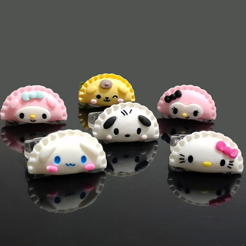 Sanrio Cartoon Character Cinnamoroll Hello Kitty Rings Simulation Food Dumplings Ring Students Anime Peripheral Accessories