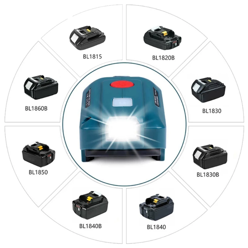 Voor Makita 18V 150W Draagbare Voeding Omvormer Lithium Batterij Met AC Stopcontact En Dual Usb 200lm Led Licht 220V