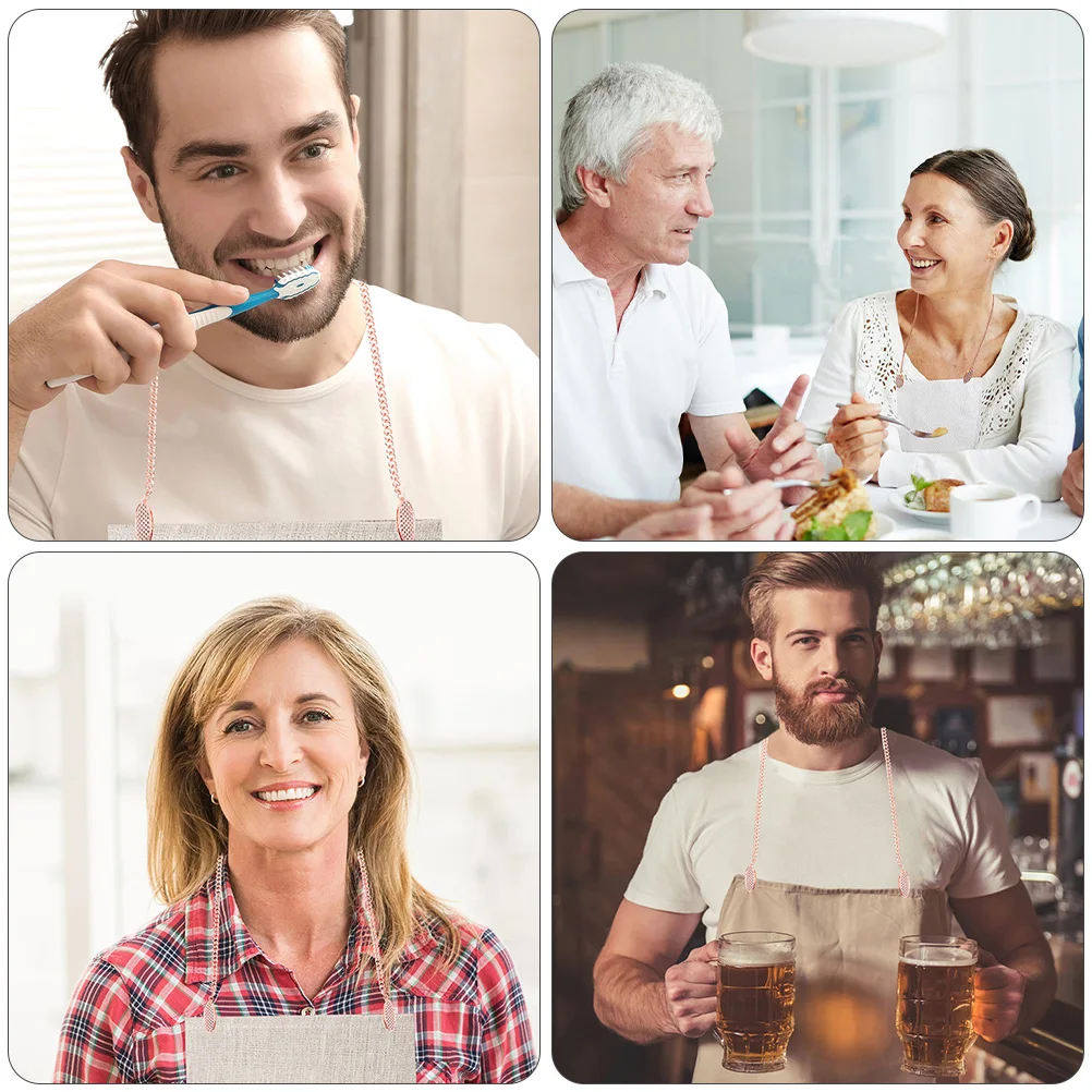 

3pcs Napkin Clips Chain Zinc Alloy Rustproof Durable Heavy Duty Alligator Clips Elegant Portable Bib Holder For Adults Greasy