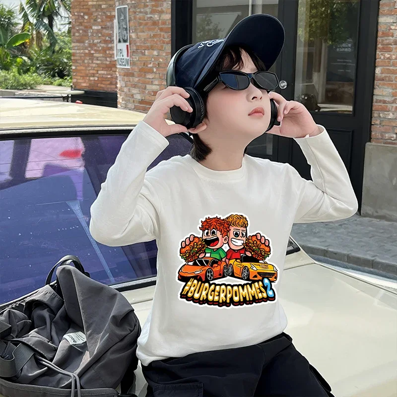 Burgerpommes Icrimax Kinder T-shirt Junge Nette Anime Gedruckt Sweatshirt Frühling Herbst Casual Trendy Langarm Top Kleidung Geschenk