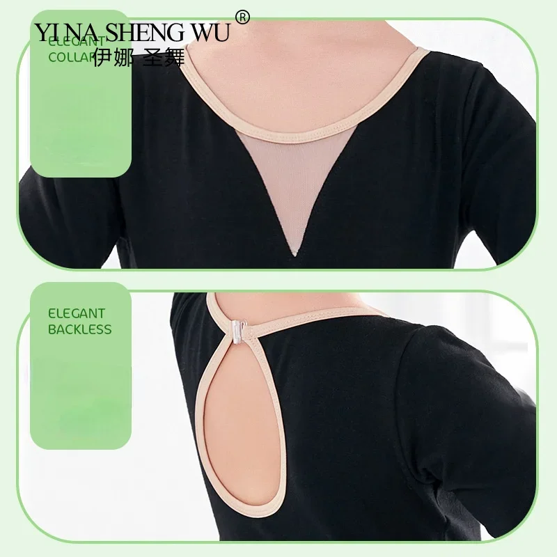 Justaucorps de gymnastique de danse de Ballet pour filles enfants à manches longues/courtes vêtements de danse de Ballet body en coton enfants justaucorps de danse dos nu