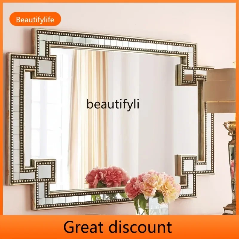 PPP  American retro cyclone mirror dining room living room porch background wall hanging decorative mirror