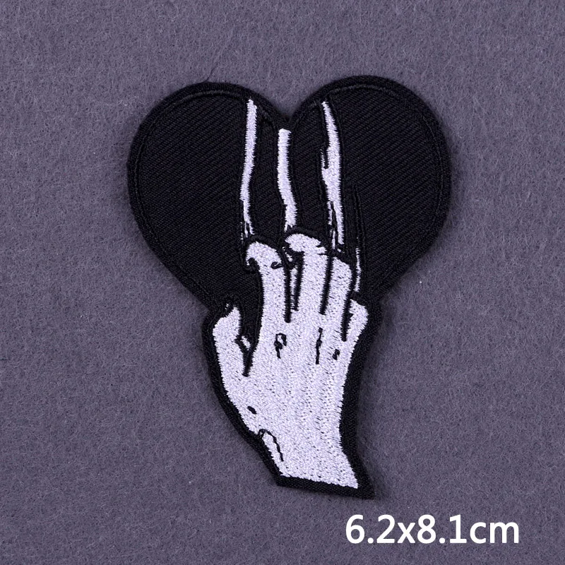 Flamme Schädel Patch Kleidung Punk Bestickt Patches Für Kleidung Eisen Auf Patch Auf Kleidung Thermoadhesive Patches Jacke Abzeichen DIY – Detail 31