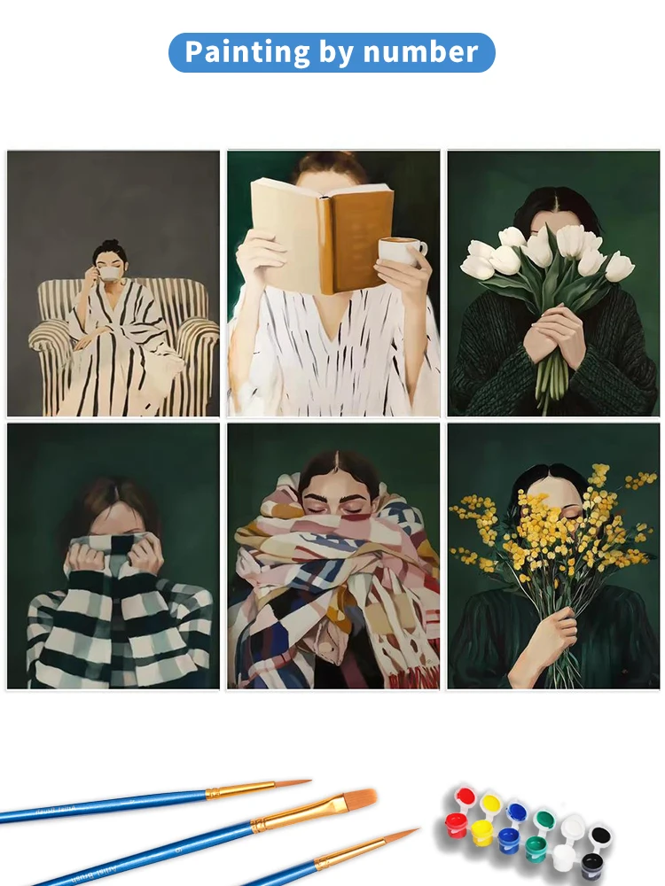 Gatyztoire – peinture par numéros modernes pour femmes, pour adultes, image abstraite, base zéro, artisanat, coloriage par numéros, cadeau à faire soi-même