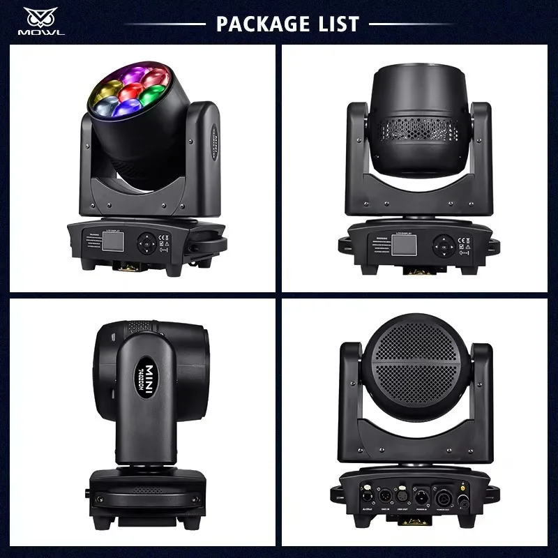 Mini 7x40W 4in1 RGBW LED Wash Moving Head Projection Light DMX Zoom CTO for Bar Club Disco Show Stage Lighting