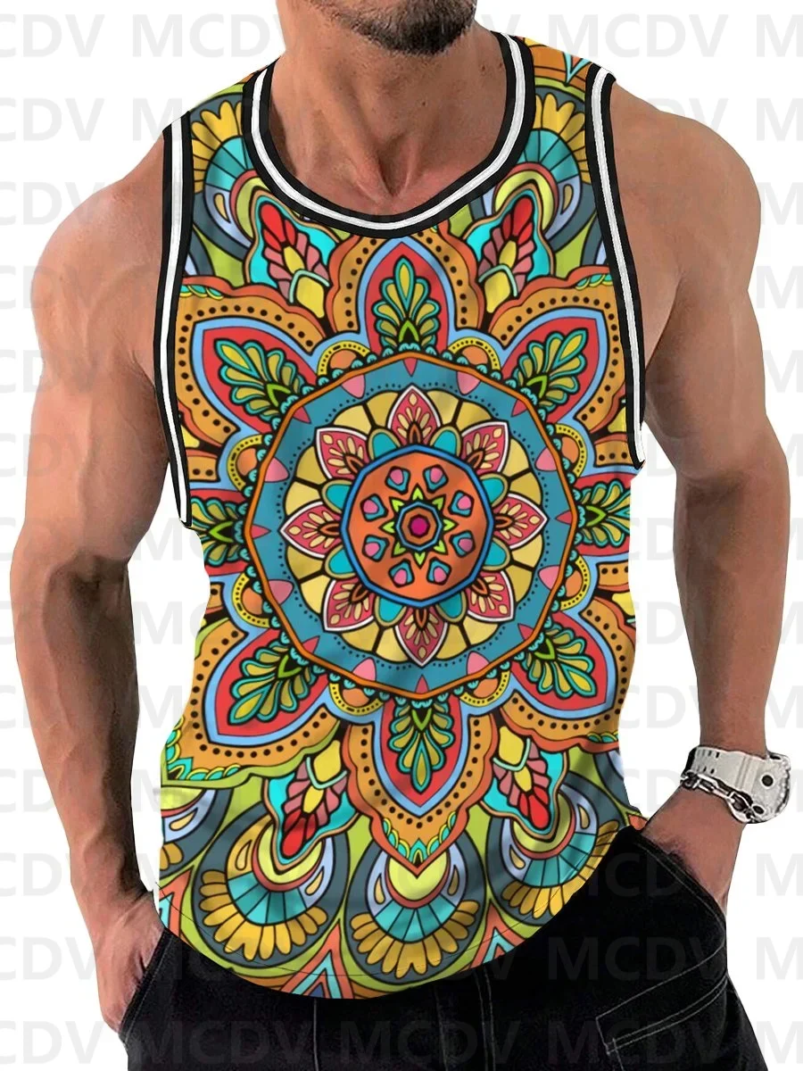 Casual Cartoon Pattern Print Crew Neck Tank Top 3D Printed Tank Tops Men Summer Tops