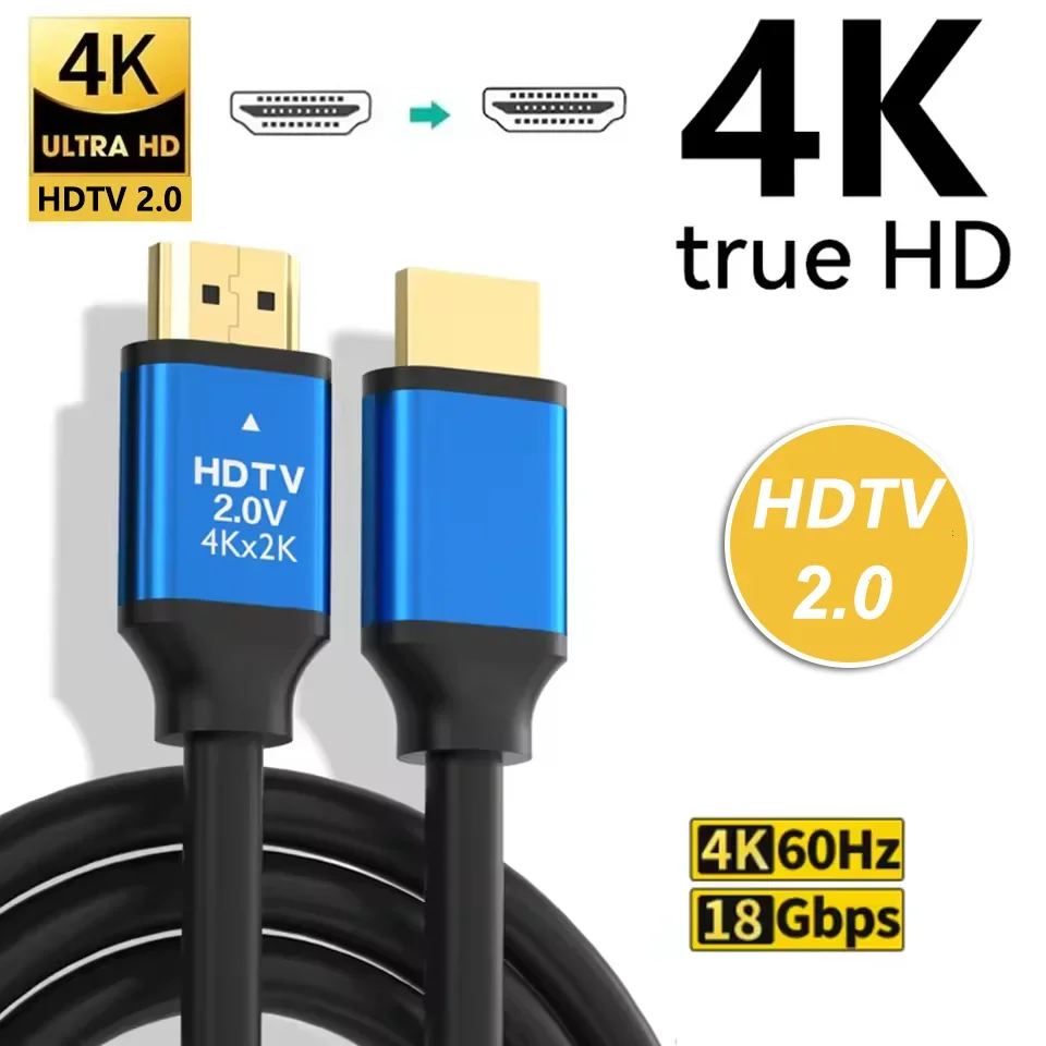4K HDMI 2.0 Compatible Cable 4K@60Hz 2K@120Hz HDMI Cable 18Gbps eARC HDR For PC Projector PS3 PS4 Xbox Switch HDMI 2.0 Cables