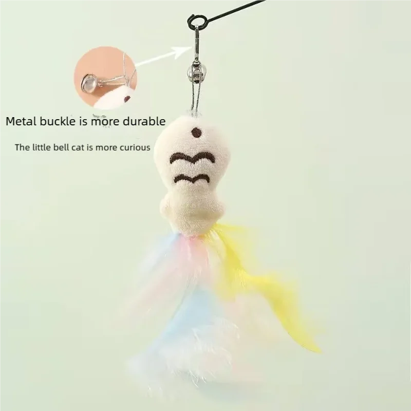 مضحك القط عصا أسلاك الفولاذ القطب الطويل ريشة لطيف القط لعبة ل هريرة الصيد الدورية الذاتي-متعة الإغاثة الحيوانات الأليفة لعبة القط دعابة