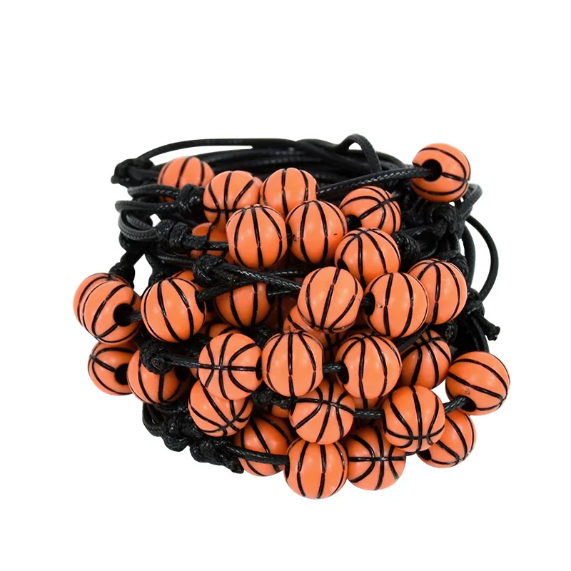 5pc Sport Theme Jewelry Accessories Football Baseball Basketball Beads Charm Bracelets Adjustable Kids Adult Birthday Party Gift