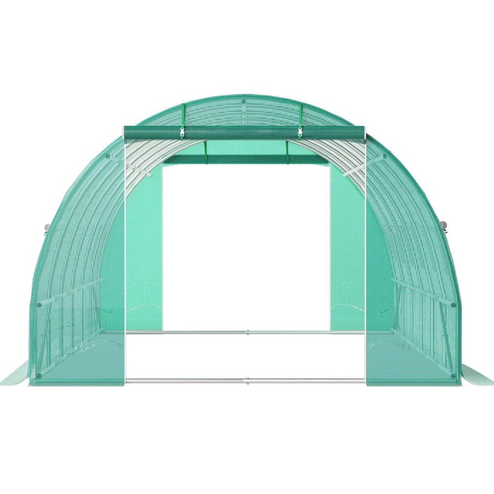 

Portable Walk-in Tunnel Greenhouse,20x10x7ft,Galvanized Steel Hoops,3 Top Beams,Diagonal Poles,2 Zippered Doors,12 Roll-up Windo