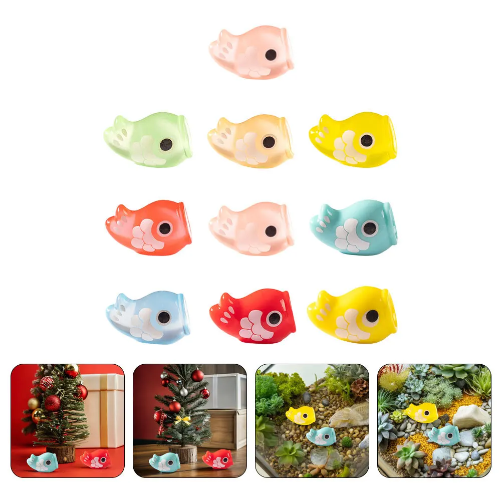10개 미니 일본 잉어 장식 발광 미니어처 조경 조각 인형집 서재 사무실 발광 분재 요정 정원용