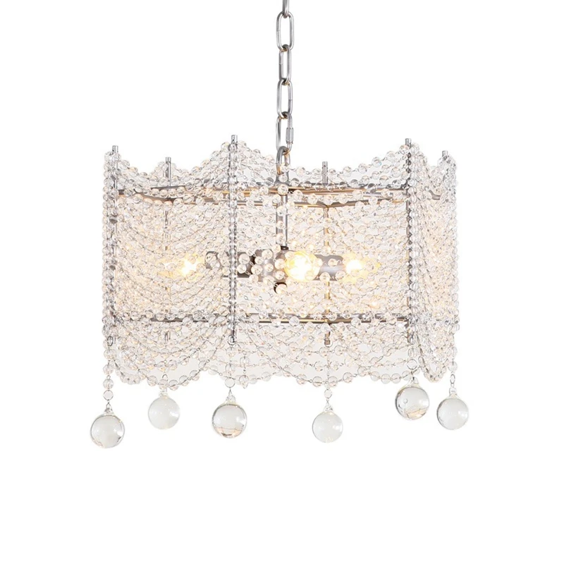

Light luxury French crown crystal chandelier European and American modern villa silver living room bedroom light