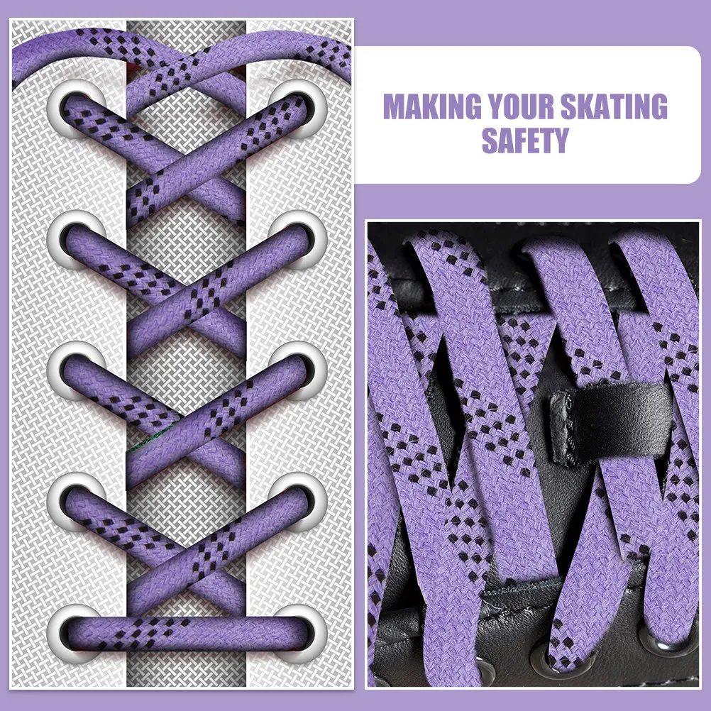 

2 пары плоских износостойких шнурков для хоккейных коньков, длинные шнурки из полиэстера и хлопка для хоккейной обуви, роликовых коньков, спортивной обуви