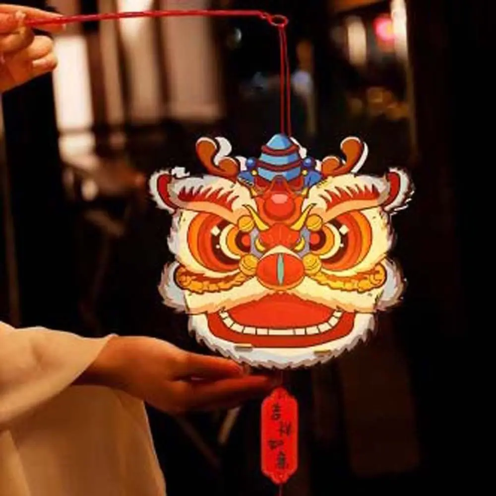 Lion Dance Lantern Chinese New Year Dragon Lantern Spring Festival DIY Handmade Material Bag Chinese New Year Decorations Lamp